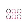 Black and Pink Horseshoe Rings - 3 Pair at Spencer's
