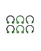 Multi-Pack Ombre Black and Green Horseshoe and Captive Rings 6 Pack - 16 Gauge