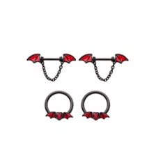 Multi-Pack Black Bat Dangle Nipple Barbells 2 Pair - 14 Gauge at Spencer's