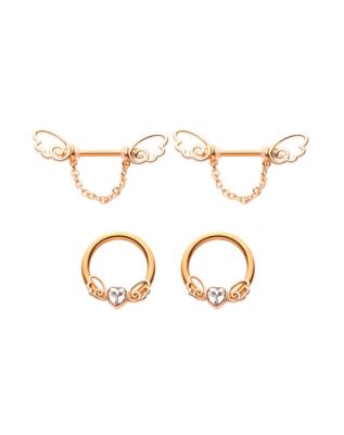 Double Prong Set AAA CZ 14K Gold Nipple Bar – WildKlass Jewelry