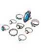 Multi-Pack Turquoise-Effect Rings - 9 Pack