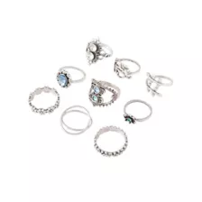 Multi-Pack Flower Gem Rings - 9 Pack at Spencer's