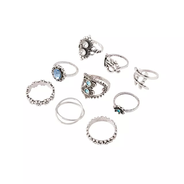 Multi-Pack Flower Gem Rings - 9 Pack at Spencer's
