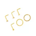 Multi-Pack CZ Titanium Goldplated Hoops and L-Bend Nose Rings 6 Pack - 20 Gauge at Spencer's