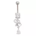 CZ Titanium Heart Dangle Belly Ring - 14 Gauge at Spencer's