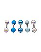 Multi-Pack Blue and White Pearl-Effect Barbells 5 Pack - 14 Gauge