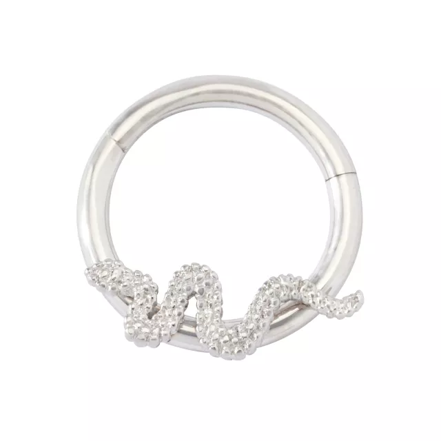 Silverplated Snake Cartilage Hinged Hoop Ring - 16 Gauge at Spencer's
