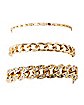 Multi-Pack CZ Goldplated Curb Chain Bracelets - 3 Pack