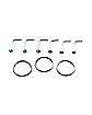 Multi-Pack Blue Opal-Effect L-Bend Nose Rings and Hoop Nose Rings 9 Pack - 20 Gauge