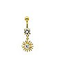 Prong CZ Goldplated Sun Dangle Belly Ring - 14 Gauge