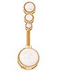 White Opal-Effect Goldplated Belly Ring - 14 Gauge