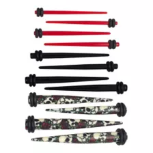 Multi-Pack Skull and Rose Tapers 6 Pair - 14-4 Gauge at Spencer's