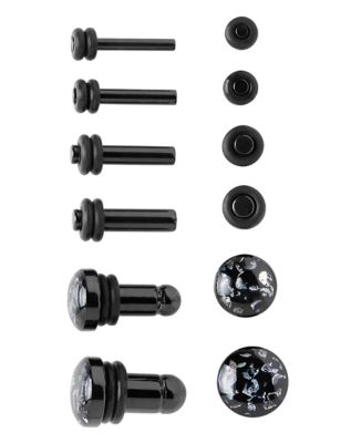 Multi-Pack Black Stone Plugs - 6 Pair