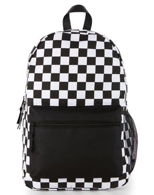 White Checkered Backpack Purse