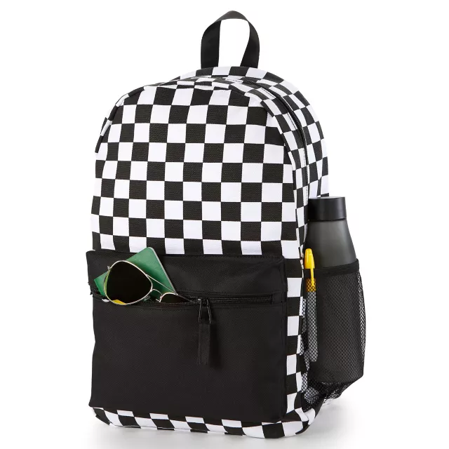 Black and White Checkered Backpack at Spencer's