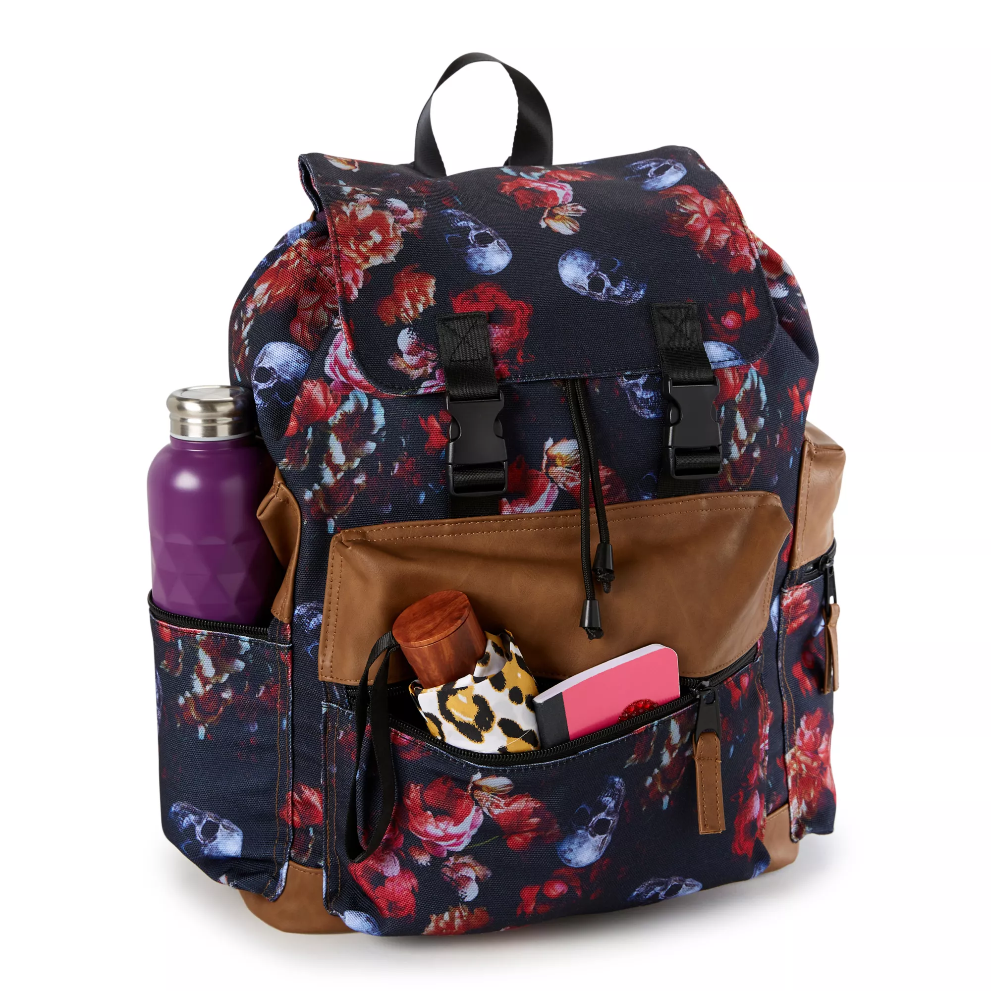 Skull Floral Rucksack Backpack at Spencer's