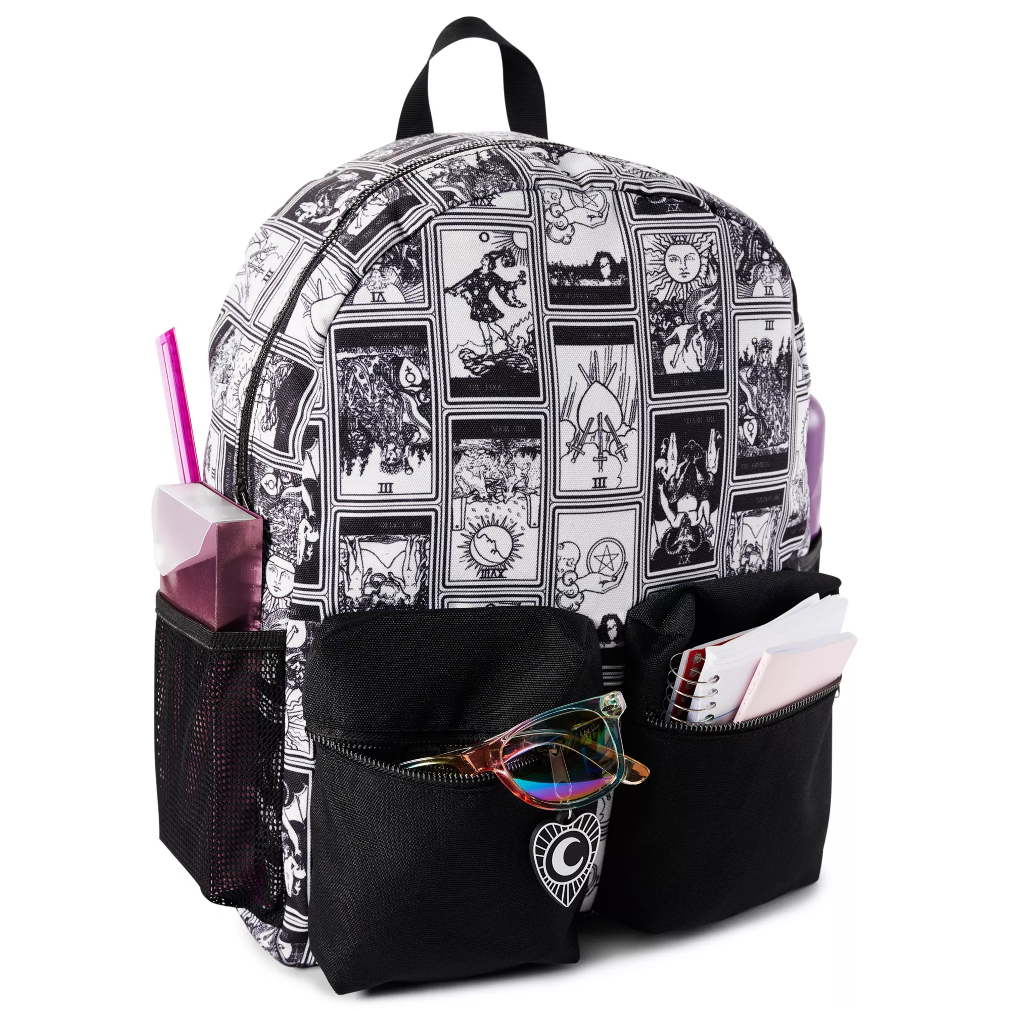 Black and White Tarot Card Print Backpack at Spencer's