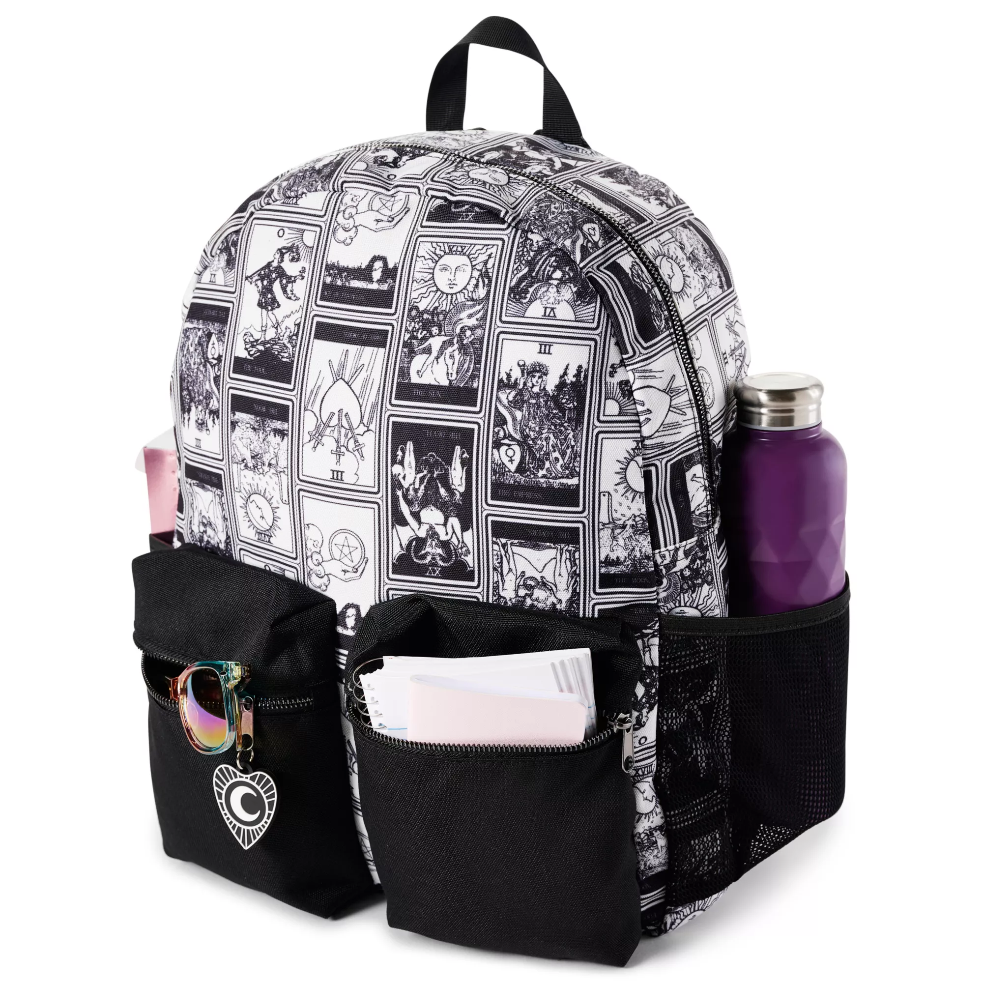 Black and White Tarot Card Print Backpack at Spencer's