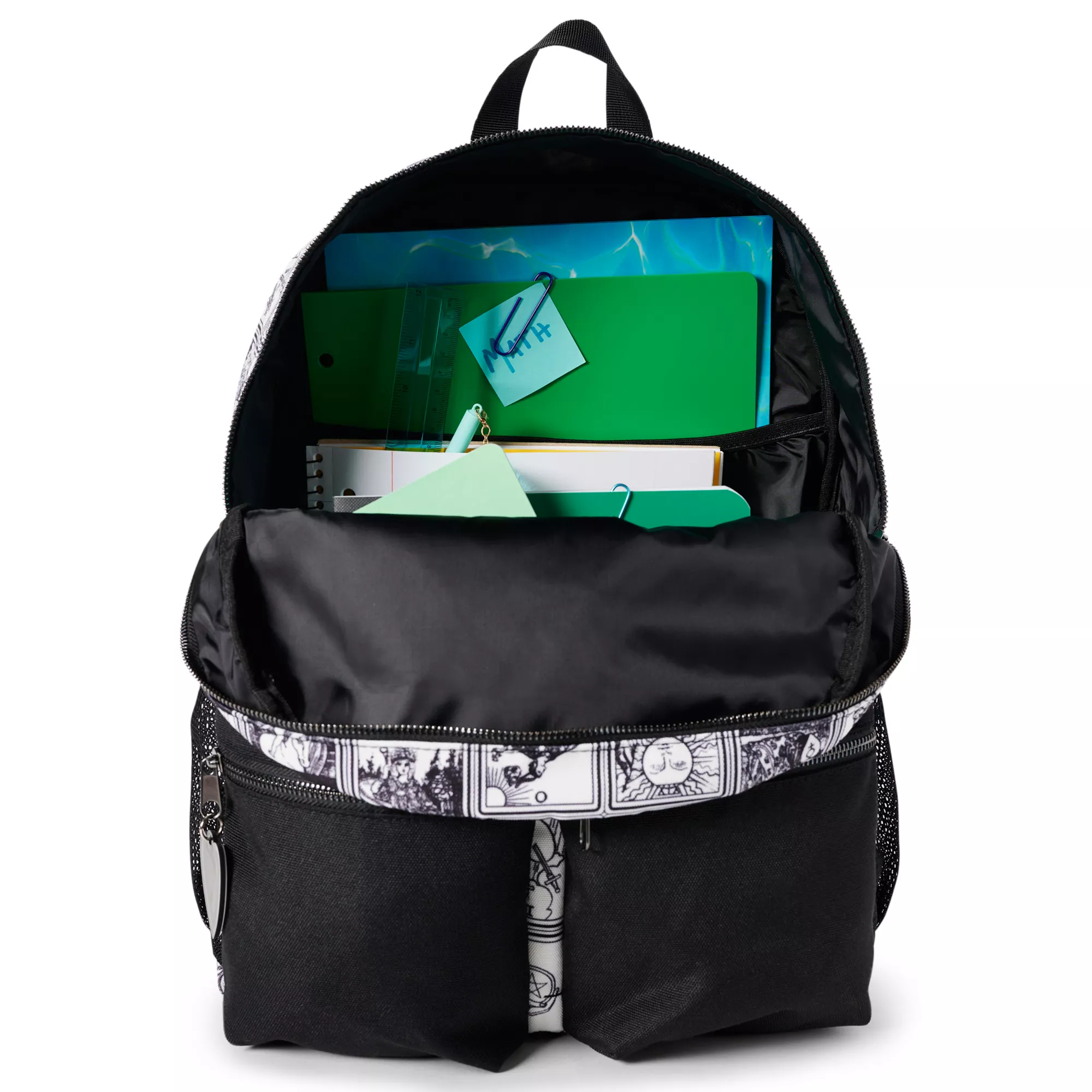 Black and White Tarot Card Print Backpack at Spencer's