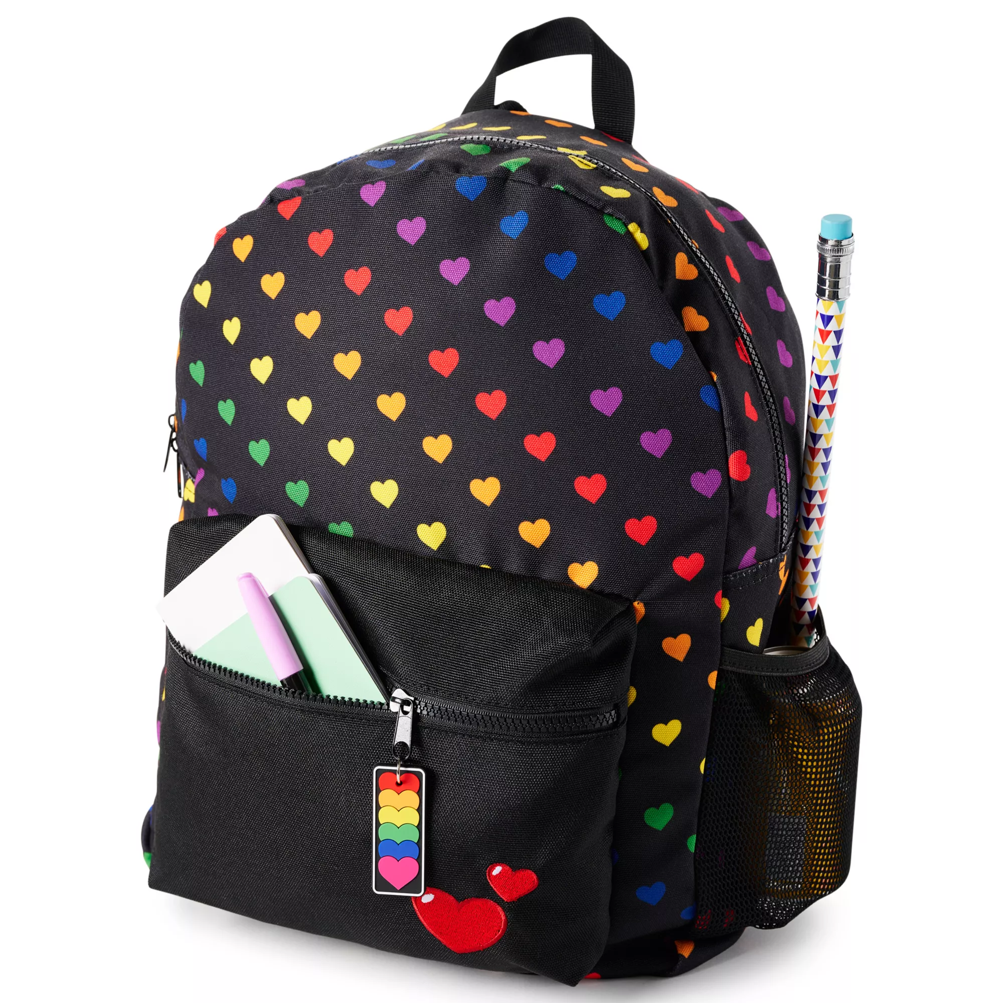 Rainbow Heart Print Backpack at Spencer's