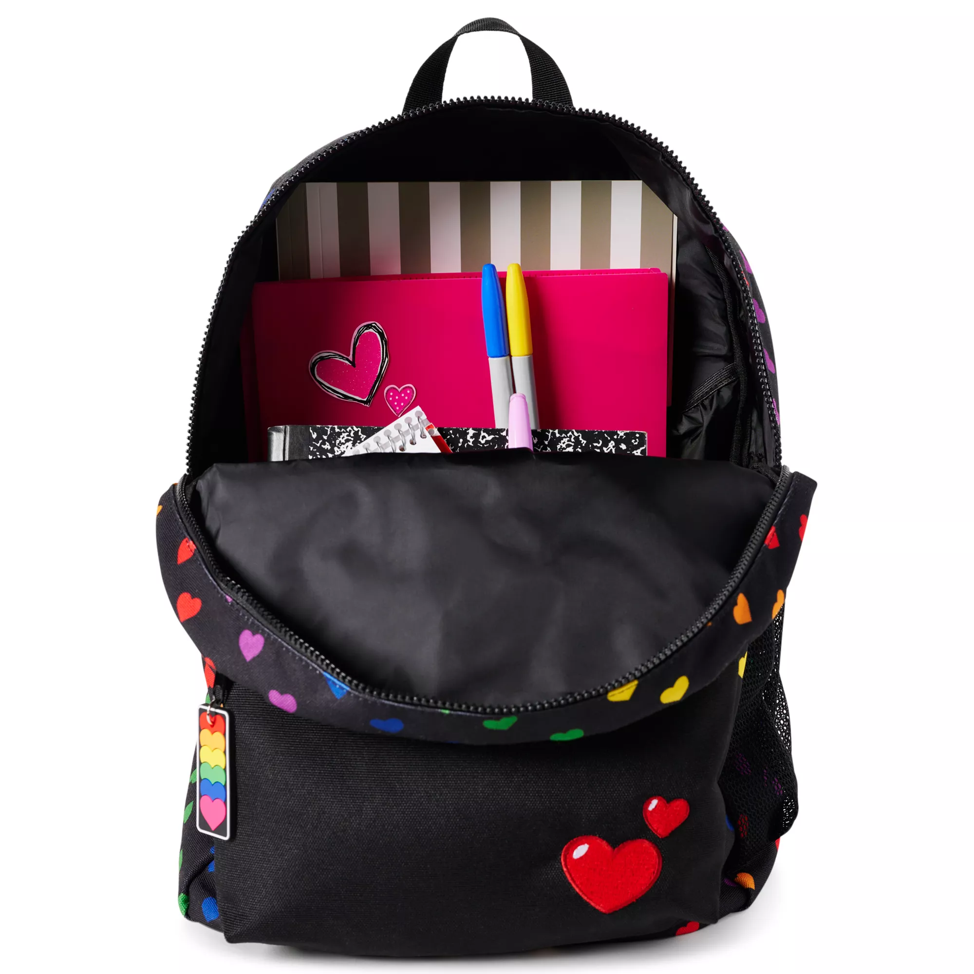 Rainbow Heart Print Backpack at Spencer's