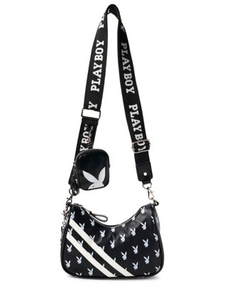 Black Double Stripe Playboy Shoulder Bag