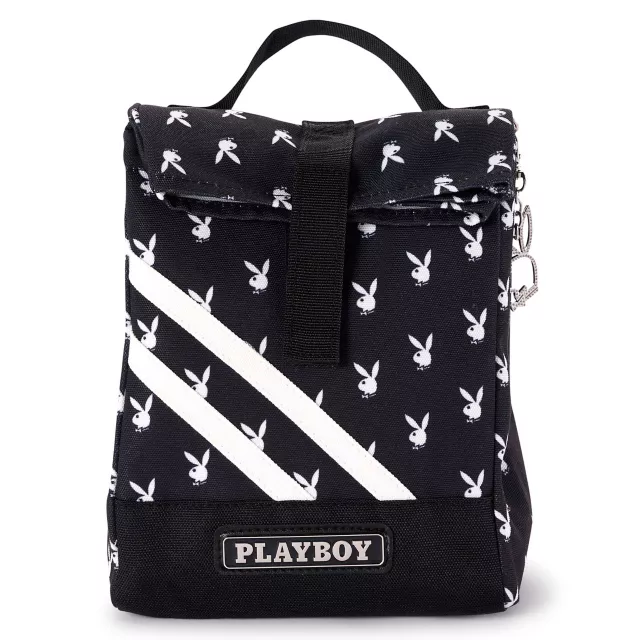 Playboy Bunny Print Roll Top Lunch Box Black at Spencer's