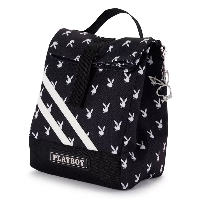 Playboy Bunny Print Roll Top Lunch Box Black at Spencer's