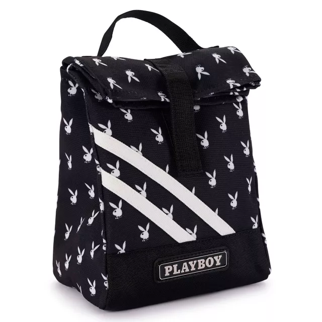 Playboy Bunny Print Roll Top Lunch Box Black at Spencer's