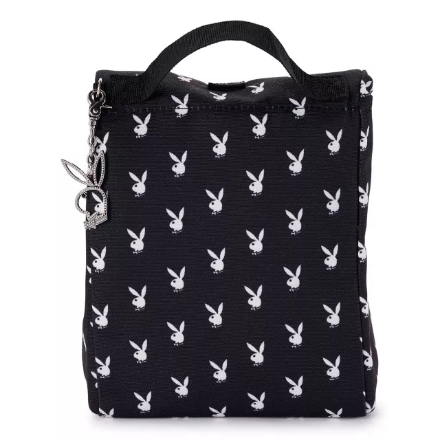 Playboy Bunny Print Roll Top Lunch Box Black at Spencer's