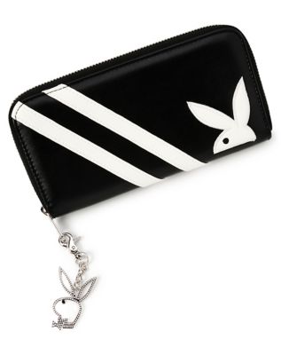 Black Double Stripe Playboy Zip Wallet