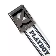 White Kanji Playboy Belt at Spencer's