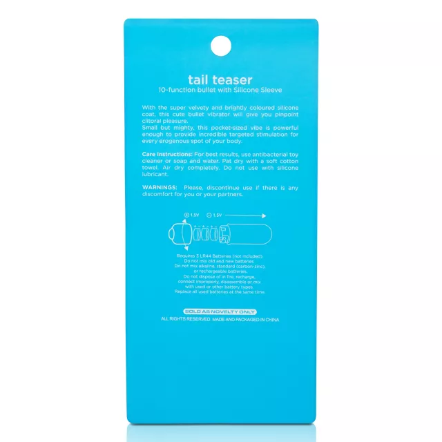 Tail Teaser 10-Function Waterproof Bullet Vibrator Blue - 3.5 Inch at Spencer's