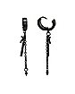 Black Cross Arrowhead Huggie Dangle Earrings - 18 Gauge