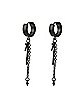 Black Cross Arrowhead Huggie Dangle Earrings - 18 Gauge