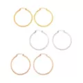 Multi-Pack Silvertone Goldplated and Rose Goldplated Hoop Earrings 3 Pairs - 20 Gauge at Spencer's