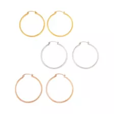 Multi-Pack Silvertone Goldplated and Rose Goldplated Hoop Earrings 3 Pairs - 20 Gauge at Spencer's