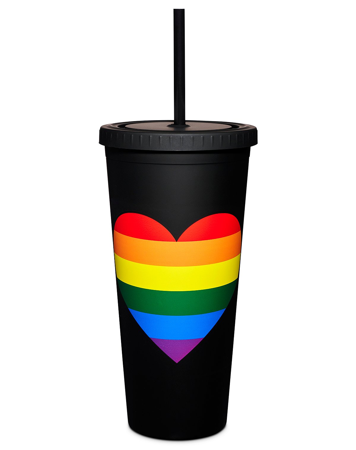 Heart Rainbow Pride Cup with Straw