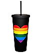 Heart Rainbow Pride Cup with Straw - 24 oz.