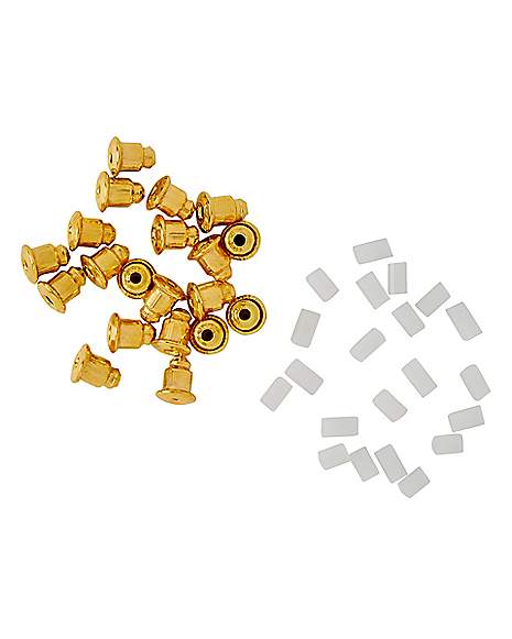 Multi-Pack Goldtone Butterfly and Clear Earring Backs - 40 Pack - Spencer's