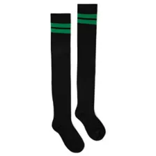 Black Green Stripe Over the Knee Socks at Spencer's