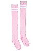 Pink White Stripe Over the Knee Socks