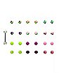 Silvertone Barbell with 24 Bright Multi-Colored Extra Balls - 14 Gauge