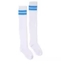 White with Blue Stripe Over the Knee Socks at Spencer's