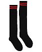 Red Stripe Black Knee High Socks