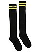 Yellow Stripe Black Knee High Socks