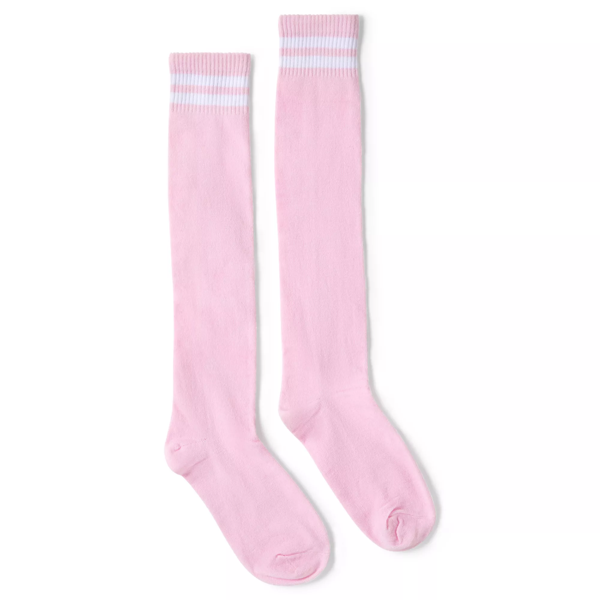 White Stripe Pink Knee High Socks at Spencer's