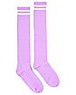White Stripe Purple Knee High Socks
