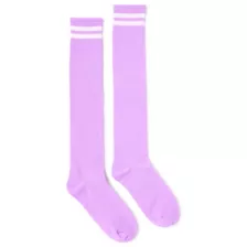 White Stripe Purple Knee High Socks at Spencer's