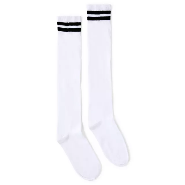 Black Double Stripe Knee High Socks at Spencer's
